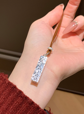 新中式四方印碎冰冰项链女款吊坠