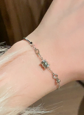 s925银半镯半链小蛮腰手链女小众