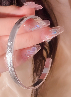 铜镀银手镯磨砂开口手镯子女银镯