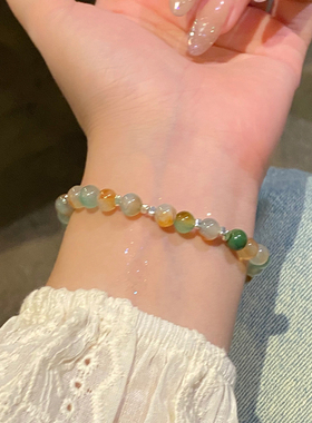 彩色猫眼石手链女新中式韵味