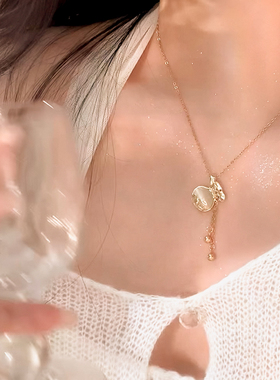 平安福袋钛钢项链女锁骨链毛衣链