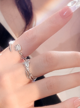 玫瑰荆棘开口素圈戒指女情侣对戒