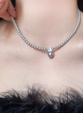 幻彩缀珠白珍珠单钻串珠项链女