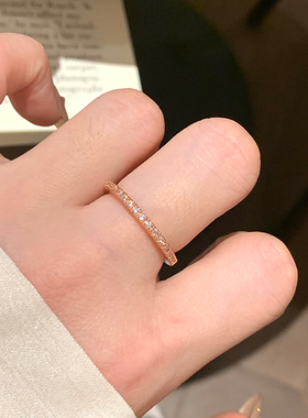 一排半圈镶钻戒指女简约百搭时尚