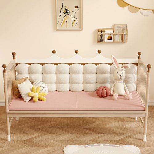 儿童拼接床儿童床围栏护栏床婴儿床男女孩拼接床子母床榉木沙发床-图1