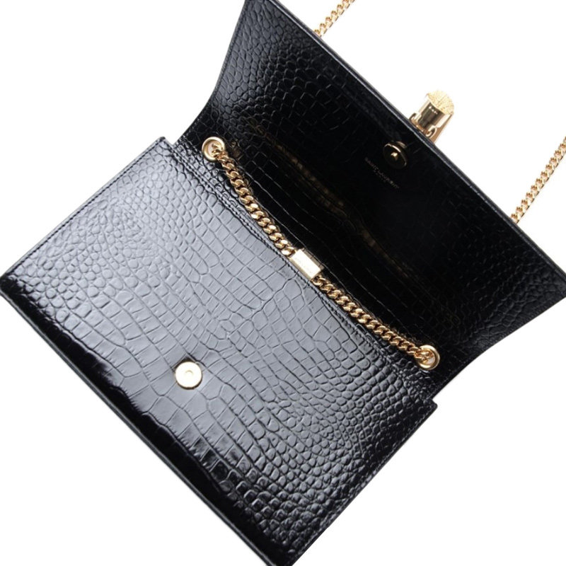 圣罗兰monogram系列女士黑色斜挎包 联采海外女士包袋