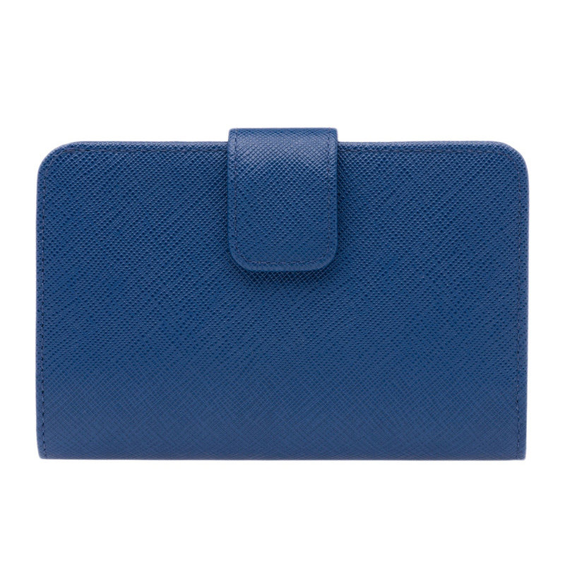 prada女士蓝色牛皮logo饰百搭钱包 联采海外女士包袋