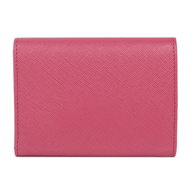 prada女士玫红色牛皮logo饰钱包 联采海外女士包袋