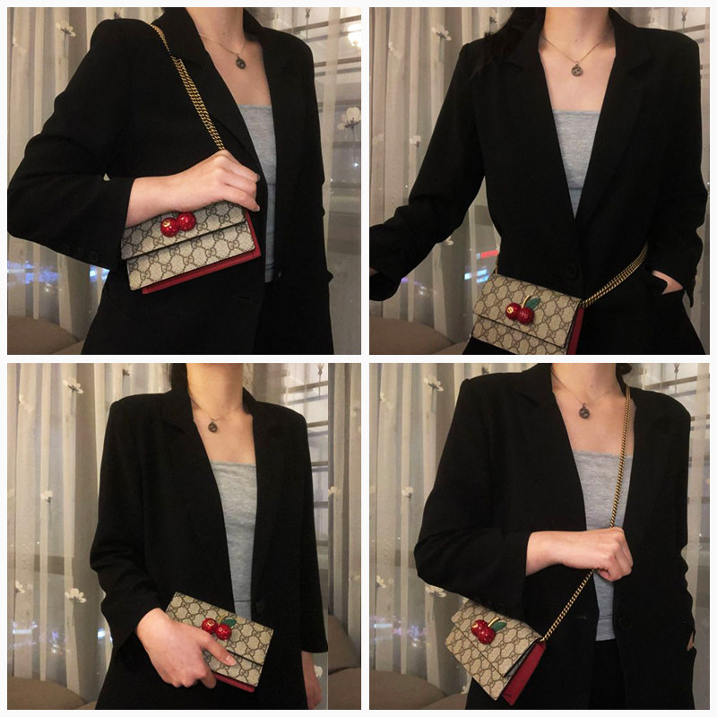 gucci帆布迷你樱桃单肩斜挎包女包 联采海外女士包袋