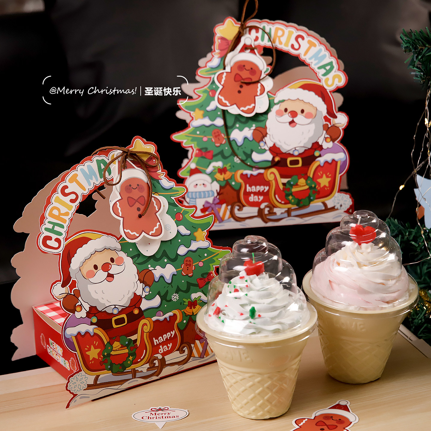 2025圣诞平安夜手提盒冰淇淋吸塑波波杯手拎盒包装盒甜品装饰盒子,淘宝优惠券,粉丝福利购,淘宝优惠卷