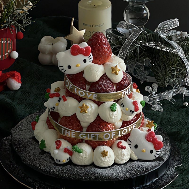 网红圣诞节许愿树蛋糕装饰HelloKitty圣诞蝴蝶结kt猫摆件烘焙插件,淘宝优惠券,粉丝福利购,淘宝优惠卷