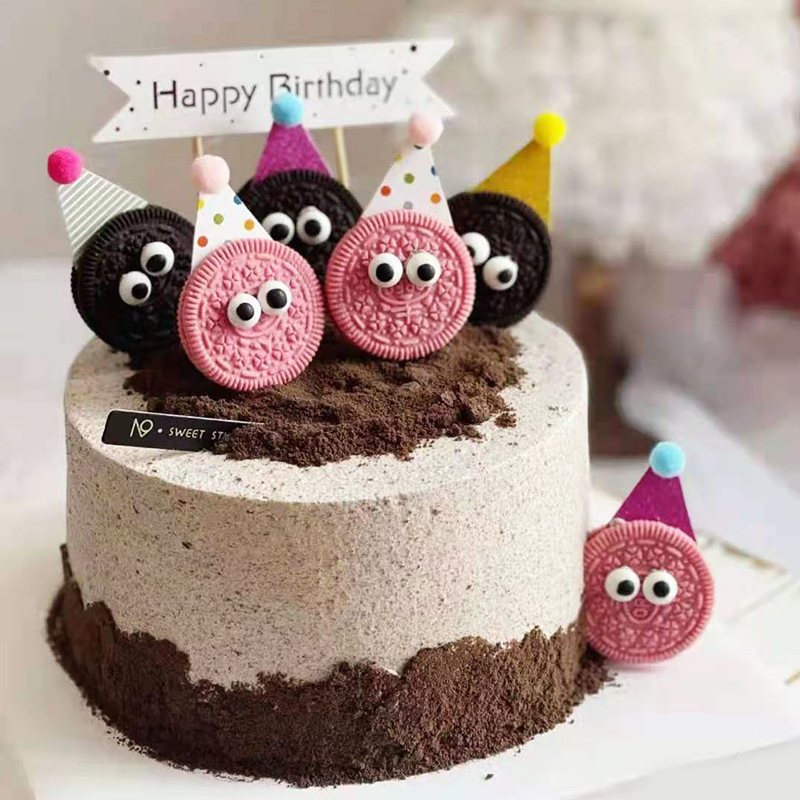 Cookies, cake decorations, Xingqi velvet crisp inserts, Oreo hot milk material birthday accessories