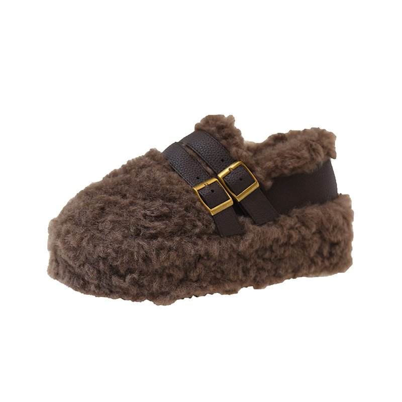 2026厚底增高毛毛鞋女外穿冬季新款时尚百搭一脚蹬豆豆鞋加绒棉鞋,淘宝优惠券,粉丝福利购,淘宝优惠卷