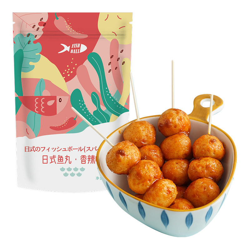 真美即食特产鱼类休闲零食香辣鱼丸 真美食品即食鱼零食