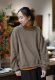 Pure cotton brushed half turtleneck base pullover knit sweater