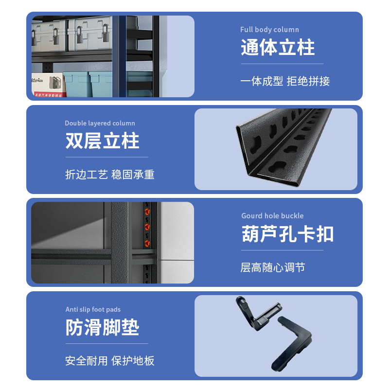 家用货架多层置物架落地阳台收纳架仓库杂物间货物架超市钢制架子 - 图2