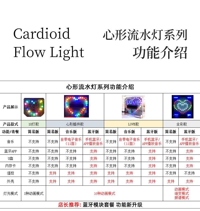 心形流水灯套件51单片机彩色led爱心灯电子制作diy教学实训散件