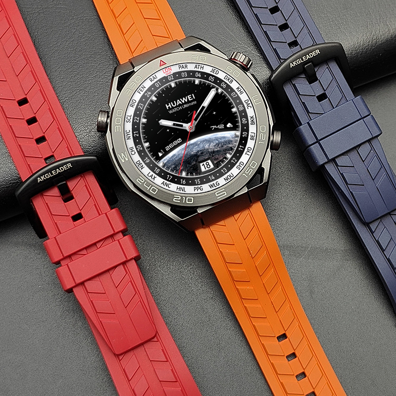 AKGLEADER米其林氟橡胶手表带适用华为watch4/3pro表带GT4/5 pro荣耀GS3智能手表非凡大师ultimate/buds腕带 - 图0