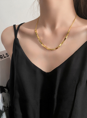 钛钢欧美风小方块ins蛇骨链