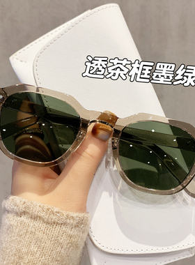 超轻黑框绿色偏光太阳镜女高级感韩版近视墨镜男款带度数开车专用