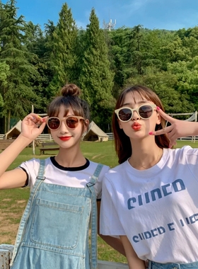 许红豆同款圆脸墨镜女