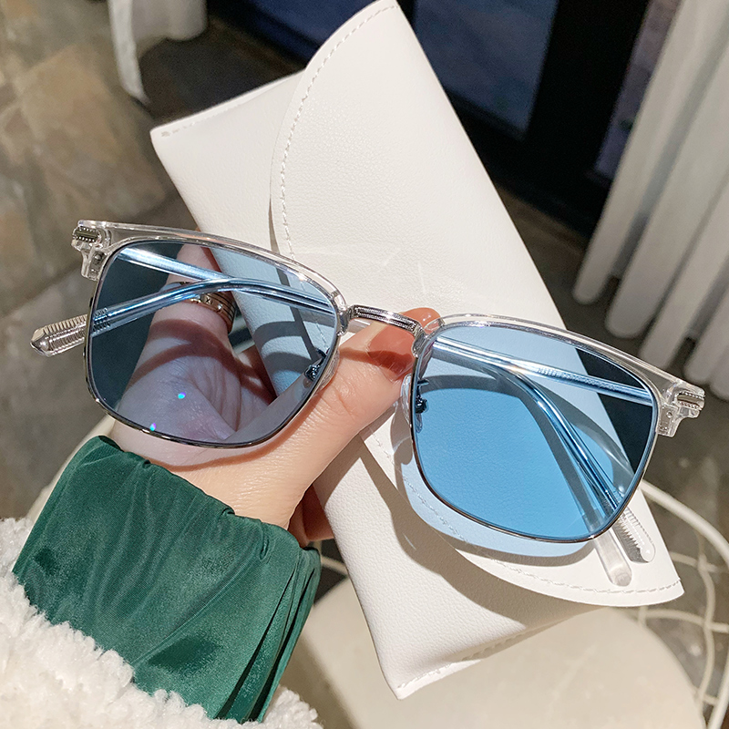 感光变色近视眼镜男防辐射抗蓝光平光镜男潮痞帅半框理工男眼镜框