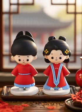 中式汉服古装男孩女孩软胶玩偶