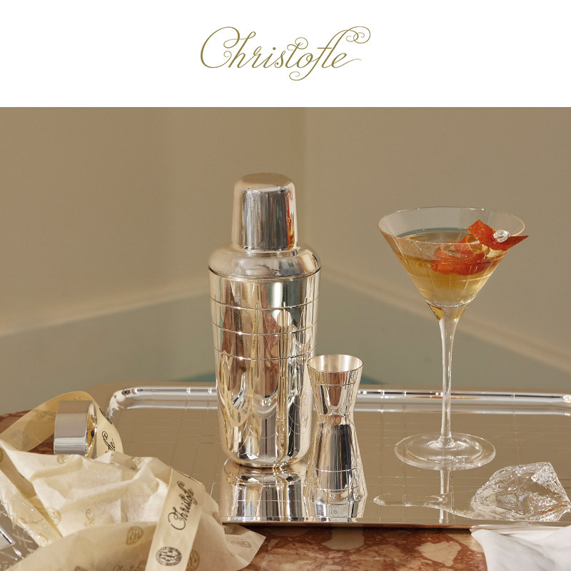 CHRISTOFLE昆庭Graphik几何线镀银托盘带把手家用大尺寸果盘送礼,淘宝优惠券,粉丝福利购,淘宝优惠卷