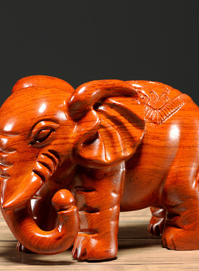 雕刻实木家居客厅电视柜大象摆件