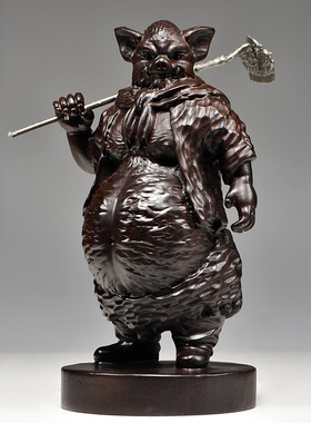 黑檀木雕猪八戒摆件二师兄净坛使者天蓬元帅生肖猪家居装饰送礼品