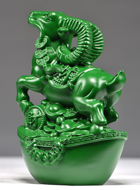 绿色木雕刻羊摆件十二生肖实木质羊工艺品家居客厅属羊装饰送礼品