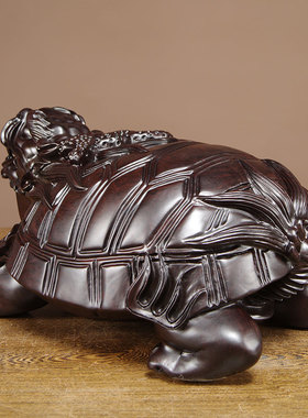 摆件玄关实木雕刻长寿龟工艺品