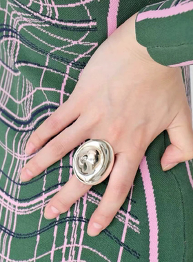 欧美夸张个性戒指爆款小众设计泉眼涟漪水波纹开口轻奢高级感指环