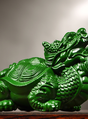 木雕龙龟摆件新中式实木装饰礼品