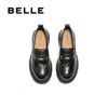 Belle gilt Lok Fu retro thick-soled jk shoes women's 25 new black small leather shoes deep mouth single shoes E1Y1D