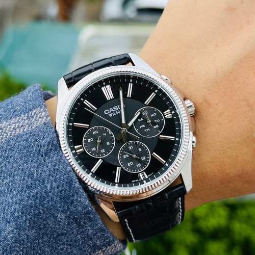casio卡西欧手表男官方正品简约商务防水学生石英表MTP-1375L-1A - 图0