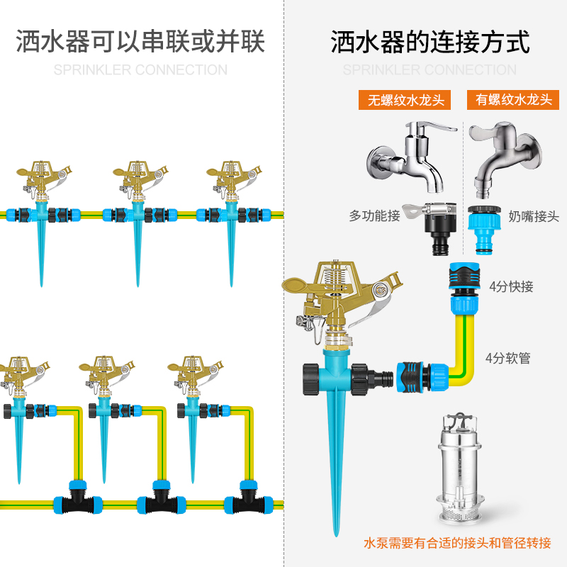 摇臂喷枪绿化喷头喷灌设备农业灌溉浇地神器360度旋转雾化洒水器 - 图3