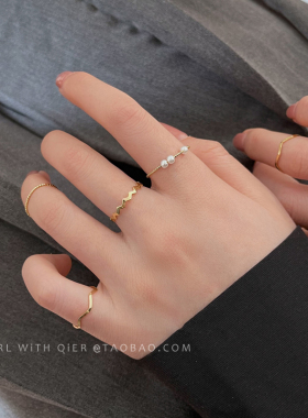 法式珍珠套装戒指尾戒