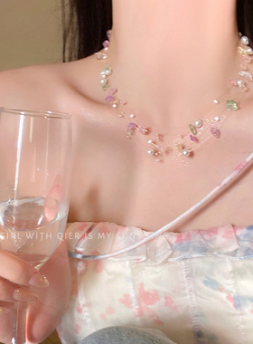 多巴胺彩色碎石串珠项链