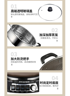万利达钛Ti蜂窝不粘电热锅