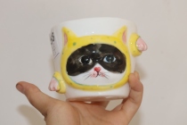 Designer Original Design Ceramic Kitty Cup High Temperature Hand-painted Water Glass Cute Ceramic Holding Cup Birthday Present