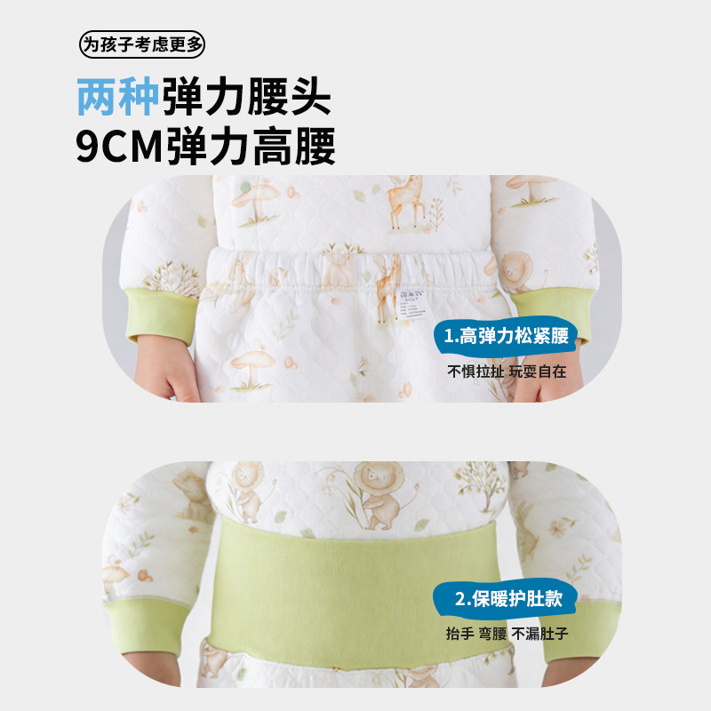 男女宝宝秋裤三层夹棉秋冬加厚高腰护肚裤免脱婴儿保暖开裆裤纯棉,淘宝优惠券,粉丝福利购,淘宝优惠卷