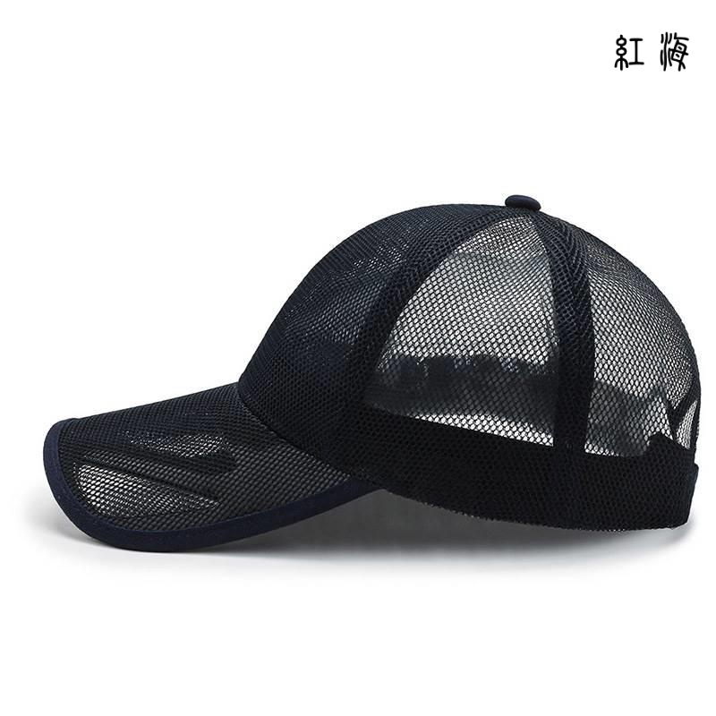 新款高顶棒球帽男夏季薄款网眼透气帽子男士遮阳防晒大头围太阳帽 - 图0