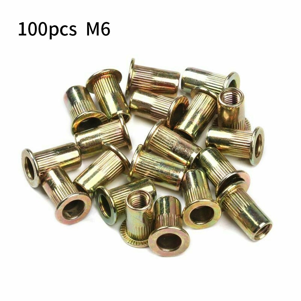 100Pcs Rivet Nut Mixed Iron Galvanized Threaded Insert Nuts - 图1