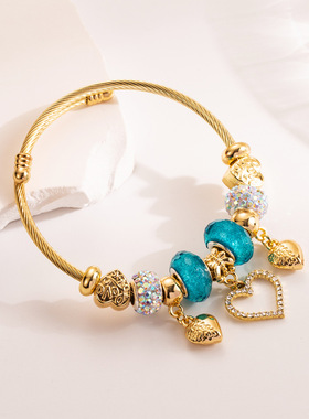 Stainless steel bracelet crystal bracelet pendant不锈钢手链