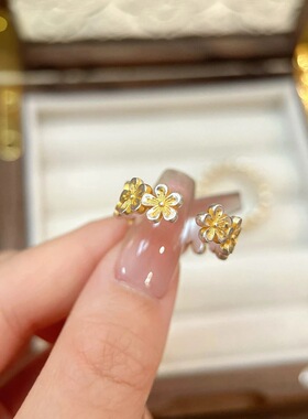 描金繁华桃花中式国风戒指小众高级感轻奢设计开口尾戒女小指