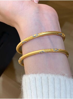 黄金色蓝色繁花琳琅彩珐琅新中式手镯女高级感设计手饰不掉色