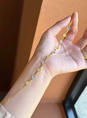 新款樱花彩新中式描金珐琅气质手链女轻奢手饰送礼物直播厂家直销