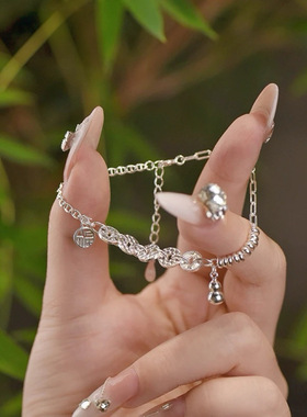 银色碎冰冰福牌葫芦璇环盘缠手链轻奢小众高级感设计手饰首饰