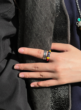 ENSAGE/APT702 古珠护符环戒指 925银琉璃珠指环